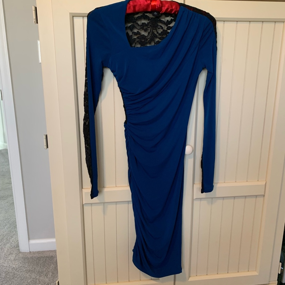 VICTORIA’S SECRET BLUE BLACK LACE DRESS NEW